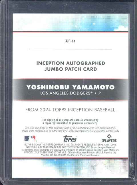 2024 Topps Inception Baseball Yoshinobu Yamamoto RC Autograph Patch /125 #AJP-YY