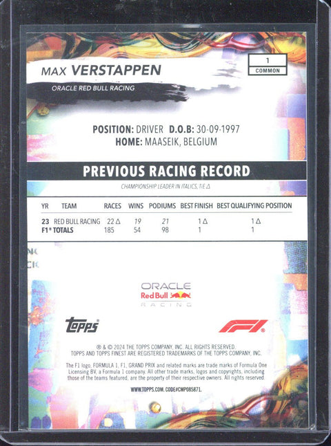 2024 Topps Finest F1 Max Verstappen /200 #1