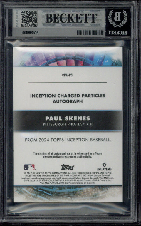 2024 Topps Inception Baseball Paul Skenes RC Charged Particles Autograph /100 #CPA-PS BGS 8.5