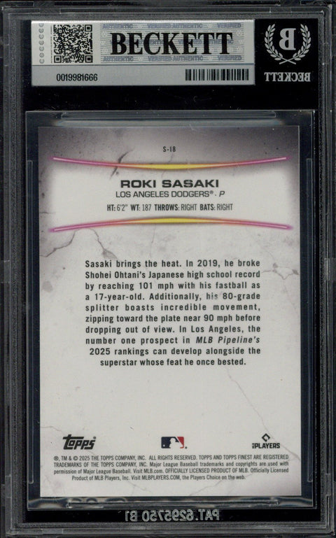 2025 Topps Finest Baseball Roki Sasaki Smashing Through #S-18 BGS 9