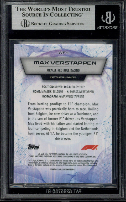 2024 Topps Finest F1 Max Verstappen World's Finest Black Refractor /25 #WF-1 BGS 9