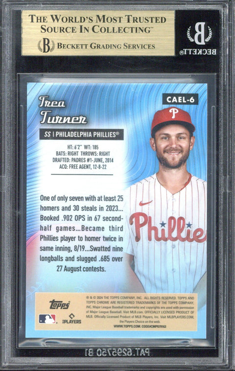 2024 Topps Bowman Chrome Logofractor Trea Turner All Etch Red Refractor /5 #CAEL6 BGS 9.5