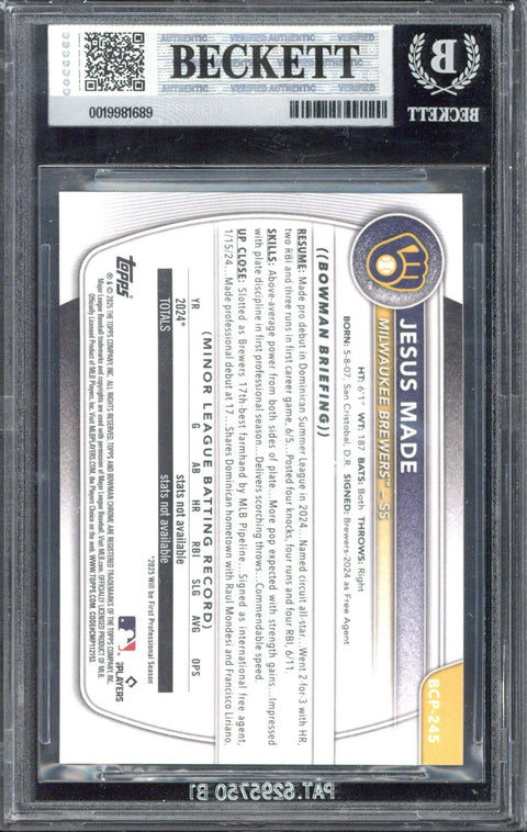 2025 Topps Bowman Chrome Prospects Jesus Made International Refractors #BCP245 BGS 8.5