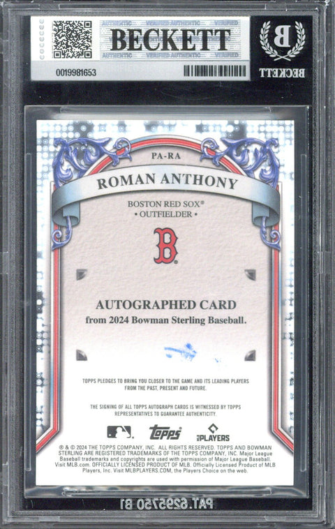 2024 Topps Bowman Roman Anthony Sterling Prospect Autograph #PARA BGS 8