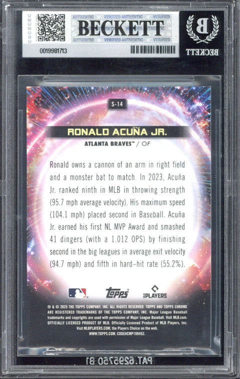 2025 Topps Cosmic Chrome Ronald Acuna JR. Supernova Red Flare /5 #S14 BGS 9