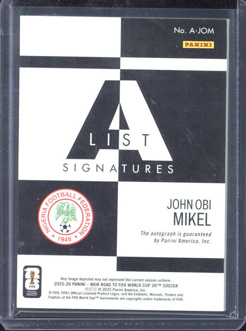 2025-26 Panini Noir Road to FIFA World Cup 2026 John Obi Mikel Autograph /49 #A-JOM