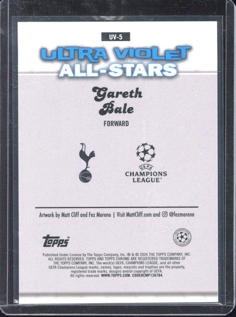 2025-26 Topps Chrome UCC Gareth Bale Ultra Violet #UV-5