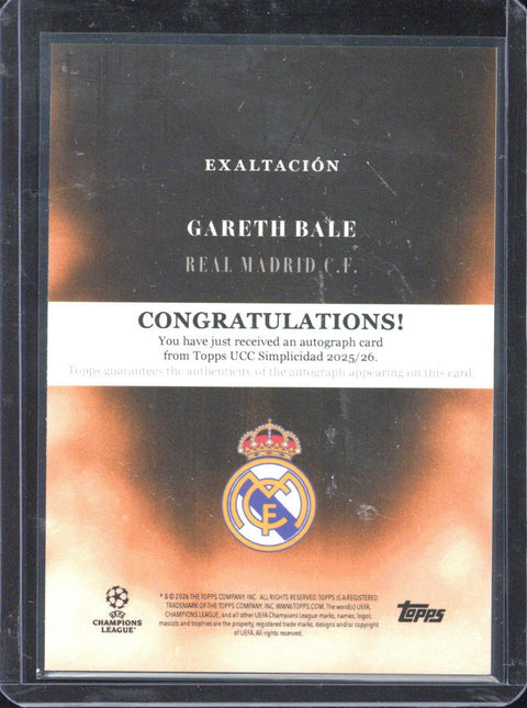 2025-26 Topps Simplicidad UCC Gareth Bale Autograph /25