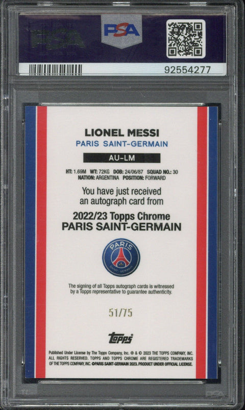 2024 Topps Chrome PSG '22-23 Lionel Messi Autograph Refrector /75 #LM PSA 9
