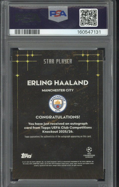 2025-26 Topps Knockout UCC Erling Haaland Star Player Gold Autograph 1/1 PSA 8 AUTO 10