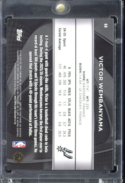 2025-26 Topps Chrome Black Victor Wembanyama Red Refractor /5 #68