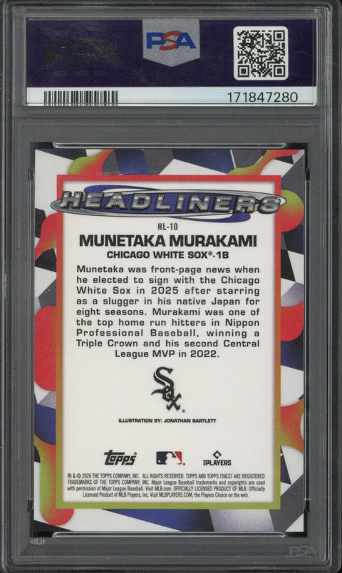 2026 Topps Finest Munetaka Murakami Headliners #HL-10 PSA 10