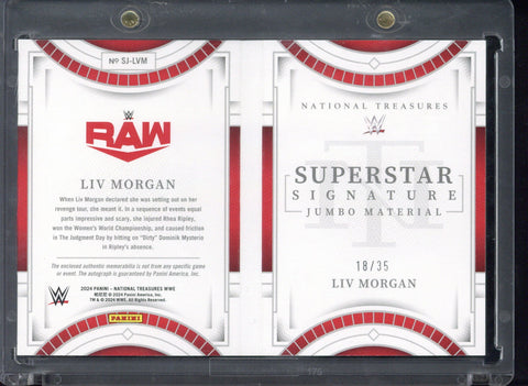 2024 Panini National Treasures WWE Liv Morgan Superstar Signature Jumbo Material /35 #SJ-LVM