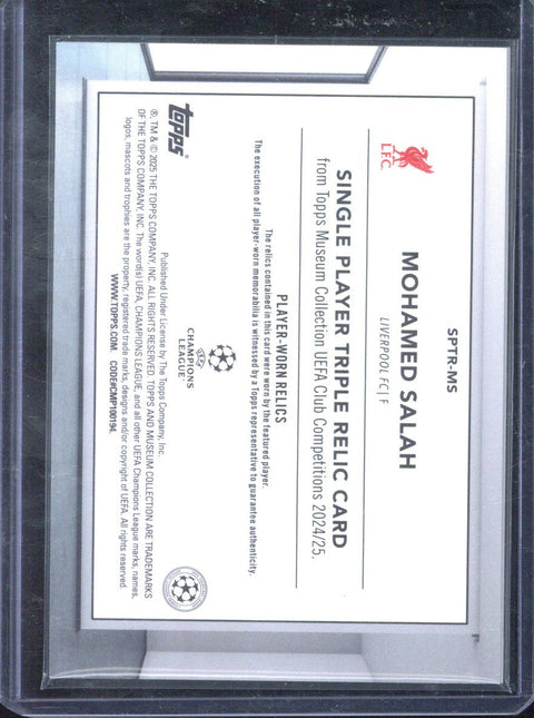 2024-25 Topps Museum UCC Mohamed Salah Triple Relic /75 #SPTR-MS