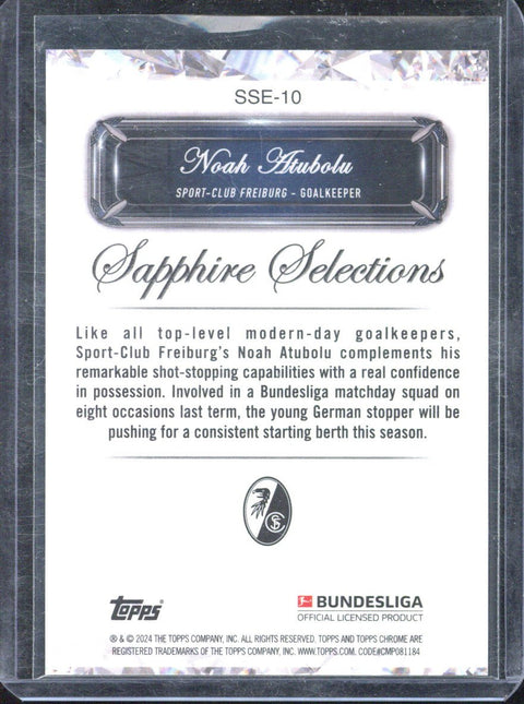 2023-24 Topps Chrome Bundesliga Noah Atubolu RC Sapphire Selections /50 #SSE-10