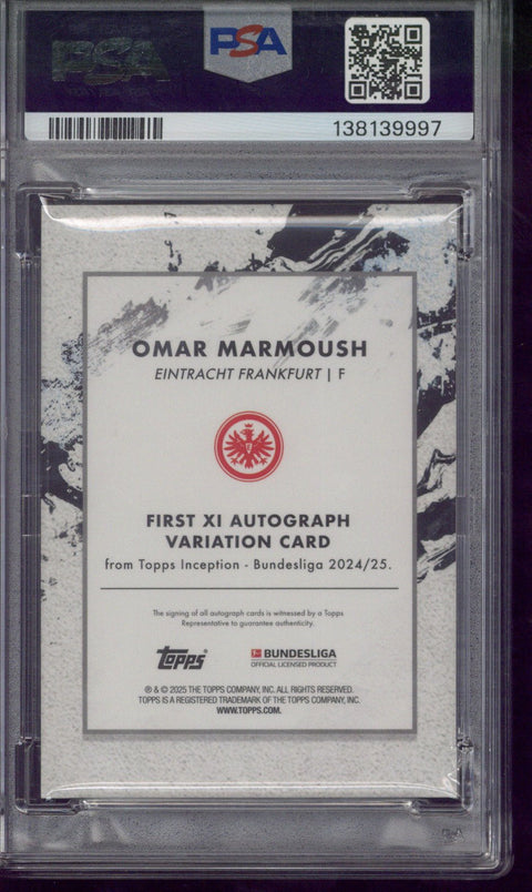 2024-25 Topps Inception Bundesliga Omar Marmoush First XI Autograph /75 PSA 10