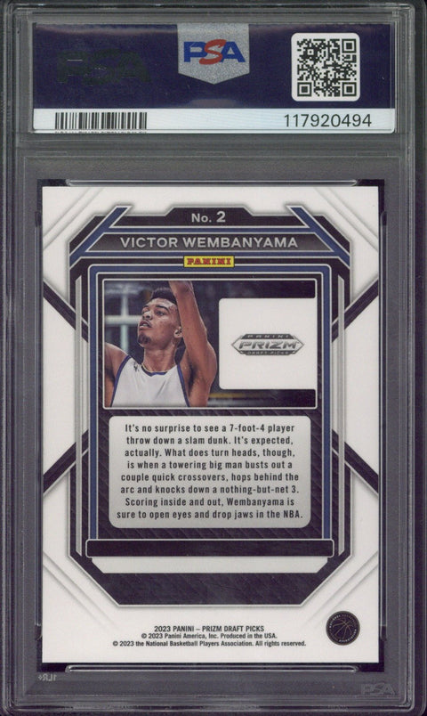 2023 Panini Prizm Draft Picks Victor Wembanyama RC #2 PSA 10