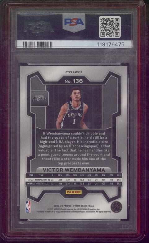 2023 Panini Prizm Victor Wembanyama Ruby Wave #136 PSA 10