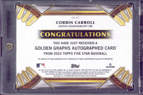2023 Topps Five Star Baseball Corbin Carroll RC Golden Graphs Autograph /25 #GG-CC