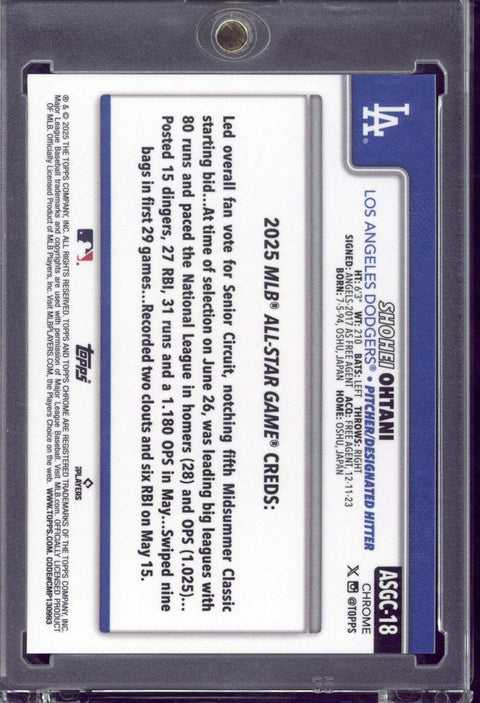 2025 Topps Chrome Baseball Shohei Ohtani Green Refractor /99 #ASGC-18