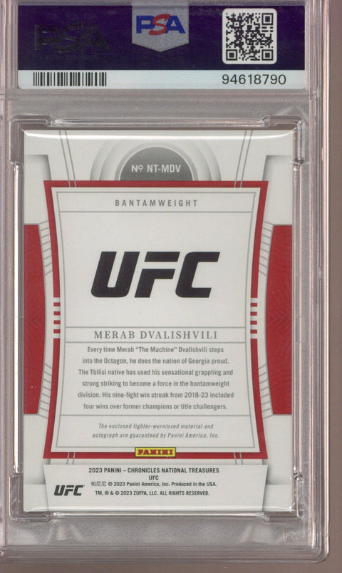 2023 Panini Chronicles UFC Merab Dvalishvili National Treasures Autograph Relic /99 #NTMDV PSA 8
