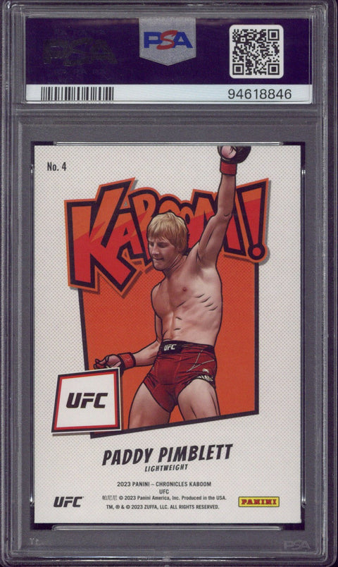 2023 Panini Chronicles UFC Paddy Pimblett KABOOM! #4 PSA 9