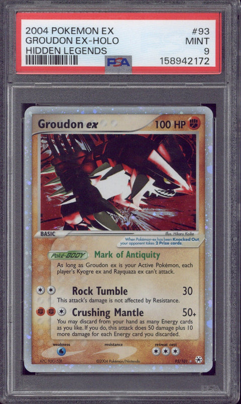 2004 Pokemon EX Groudon Ex-Holo Hidden Legends #93 PSA 9