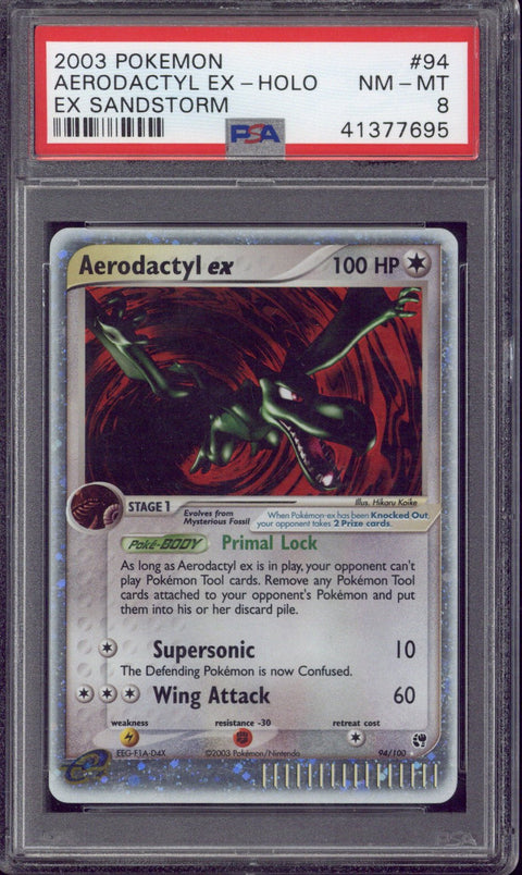 2003 Pokemon Aerodactyl Ex-Holo EX Sandstorm #94 PSA 8