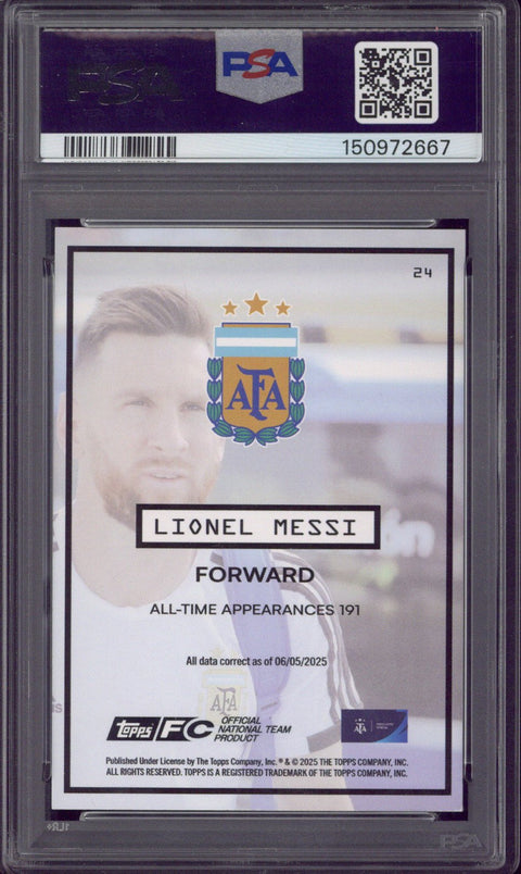 2025 Topps Focus Argentina Lionel Messi Gold Foilfractor 1/1 #24 PSA 8