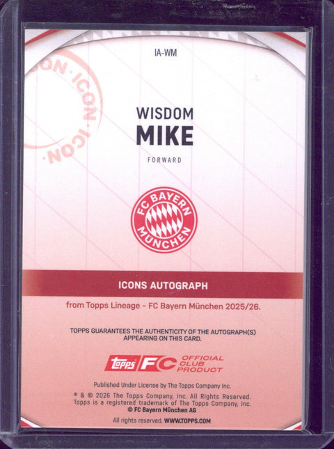 2025-26 Topps Lineage FC Bayern München Wisdom Mike RC Autograph /75 #IA-WM