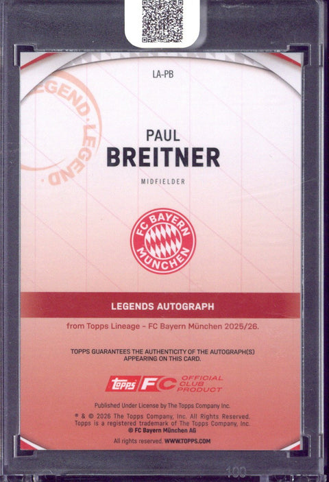 2025-26 Topps Lineage FC Bayern München Paul Breitner Autograph /6 #IA-PB