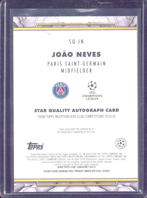 2025-26 Topps Inception UCC Joao Neves Star Quality Autograph #SQ-JN