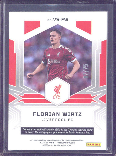 2025-26 Panini Obsidian Florian Wirtz Volcanic Autograph Relic /75 #VS-FW