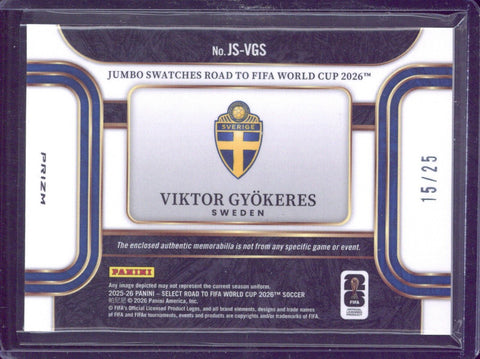 2025-26 Panini Select Road to FIFA World Cup Viktor Gyokeres Patch /25 #JS-VGS