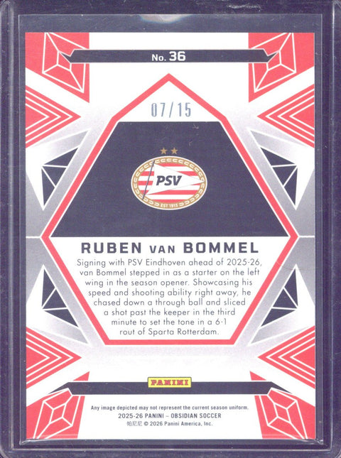 2025-26 Panini Obsidian Ruben van Bommel RC Blue Flood /15 #36