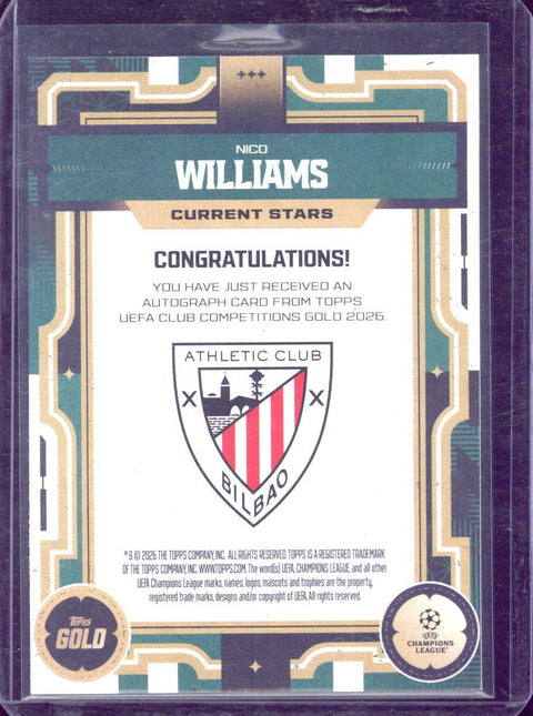 2025-26 Topps Gold UCC Pierre Nico Williams Current Stars Autograph