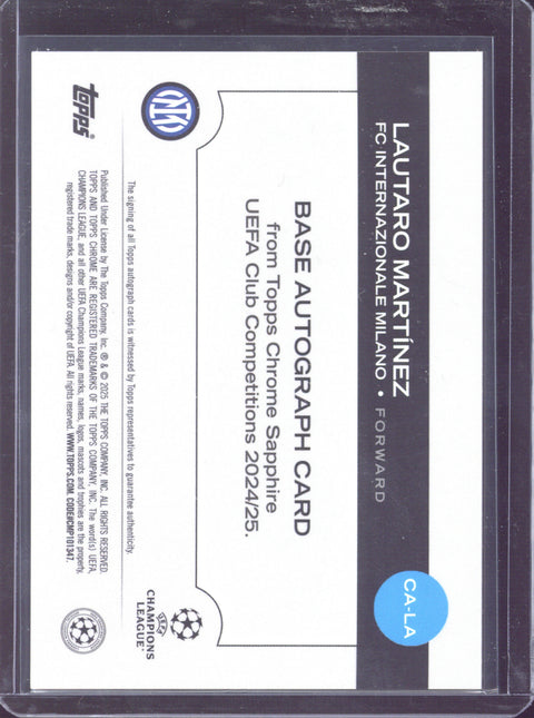 2024-25 Topps Chrome Sapphire Lautaro Martinez Autograph /25 #CA-LA