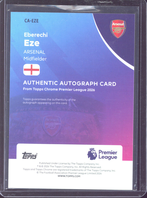 2025-26 Topps Chrome Premier League Eberechi Eze Blue Sapphire Autograph #CA-EZE