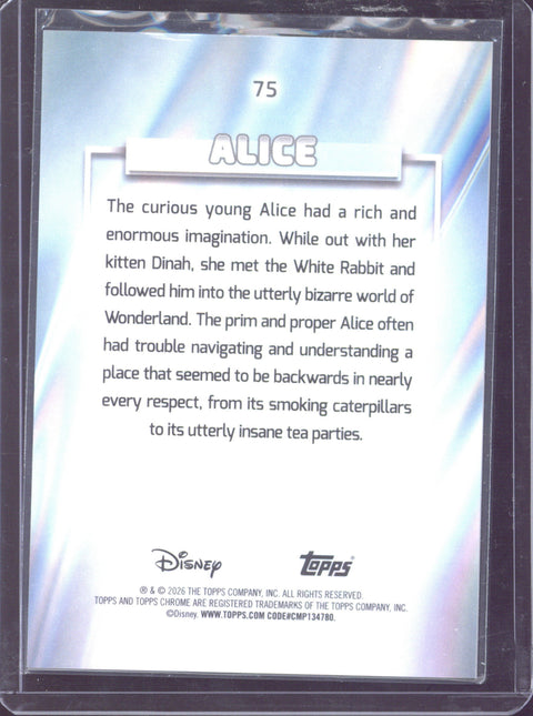 2026 Topps Chrome Disney Alice When You Wish Upon A Star Refractor /15 #75