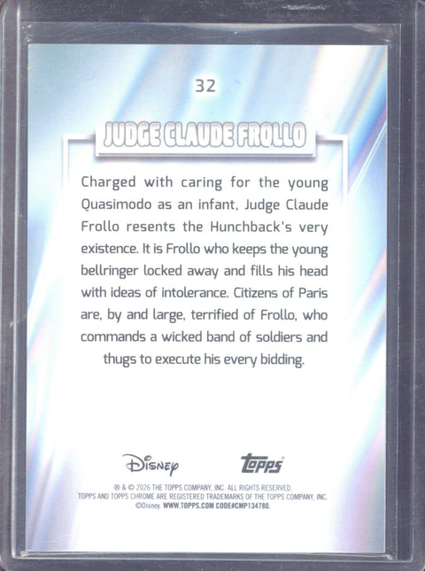 2026 Topps Chrome Disney Judge Claude Frollo Red Wave Refractor /5 #32