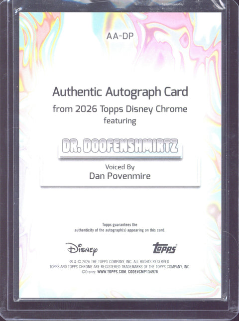 2026 Topps Chrome Disney Dr. Doofenshmirtz Voiced by Dan Povenmire Black Refractor Autograph /10 #AA-DP
