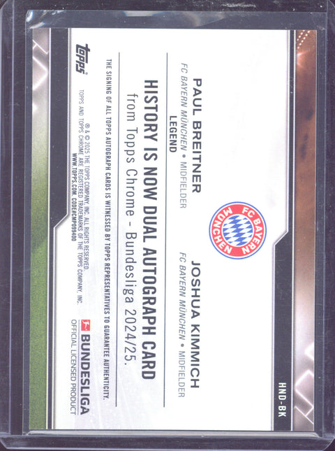 2024-25 Topps Chrome Bundesliga Paul Breitner / Joshua Kimmich Dual Autograph /100 #HND-BK