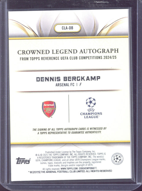 2024-25 Topps Reverence UCC Dennis Bergkamp Crowned Legend Autograph /25 #CLA-DB