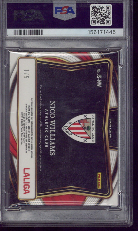 2024-25 Panini Select La Liga Nico Williams Jumbo Swatch-Green /5 #JSNW PSA 8.5
