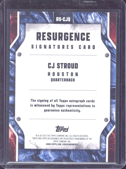 2025 Topps Resurgence CJ Stroud Autograph /99 #RS-CJS