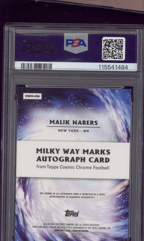 2024 Topps Cosmic Chrome Malik Nabers RC Milky Way Marks Autograph /75 #MN PSA 8