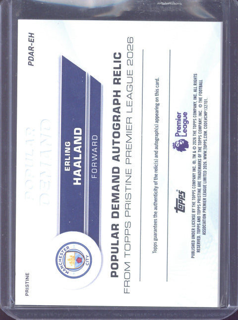 2026 Topps Pristine Premier League Erling Haaland Popular Demand Autograph Relic /50 #PDAR-EH