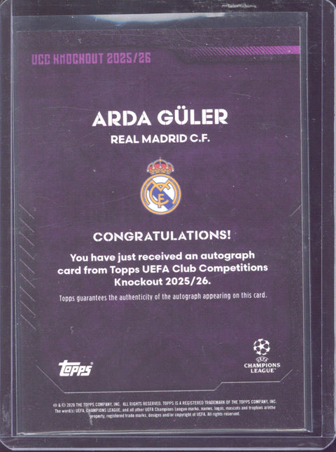 2025-26 Topps UCC Knockout Arda Güler Autograph /50