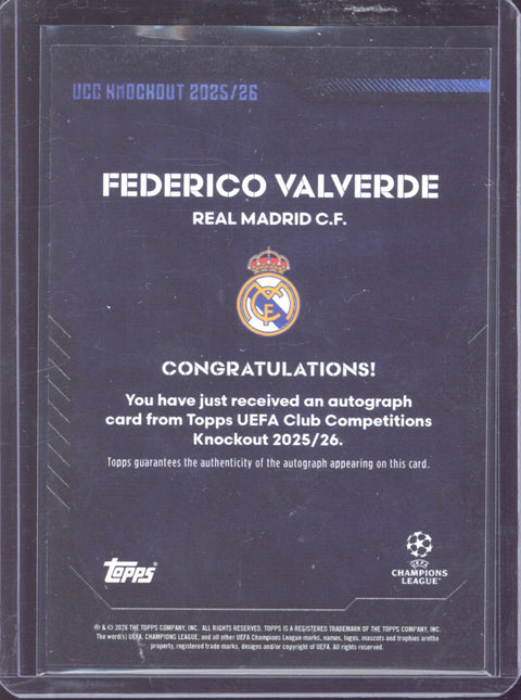 2025-26 Topps UCC Knockout Federico Valverde Autograph /99