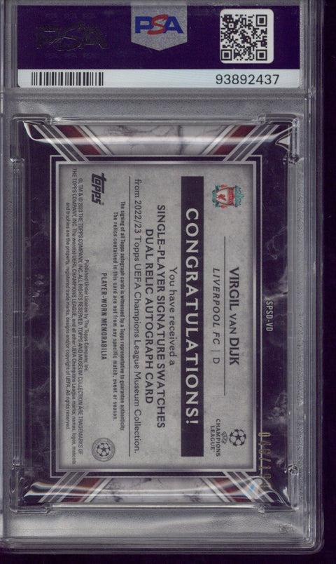 2022-23 Topps Museum Coll. UCL Virgil van Dijk Autograph Dual Relic /199 #VD PSA 9